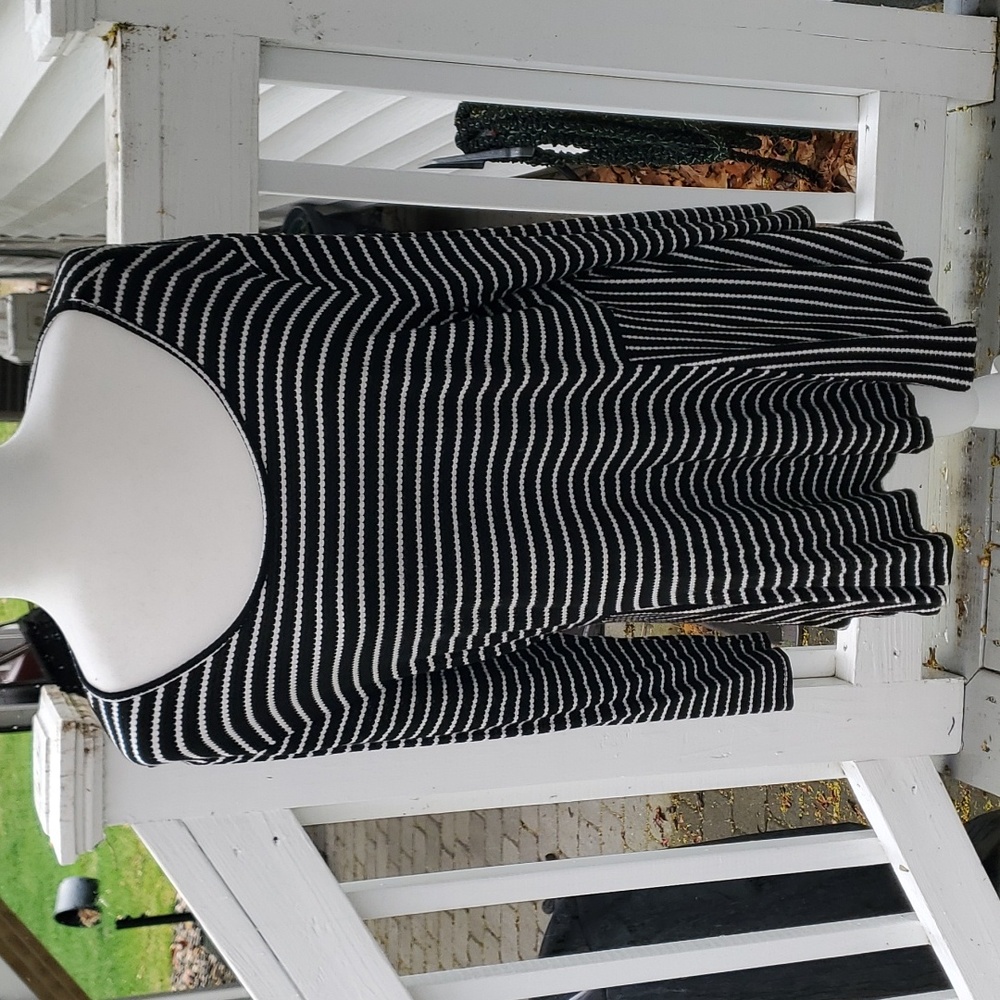 Black Friday Sale: Cece Black and White Peplum Shirt with High Low Hem, XL